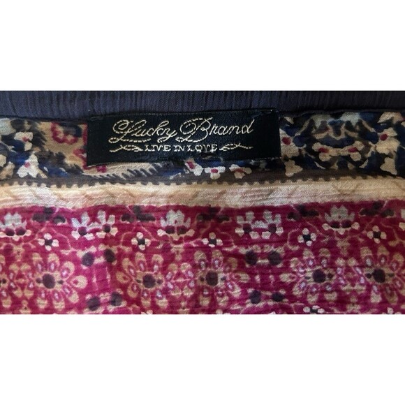 Lucky Brand Womens Concord Paisley Boho Gypsy Sheer V Neck Blouse Sz S ? - Picture 8 of 8